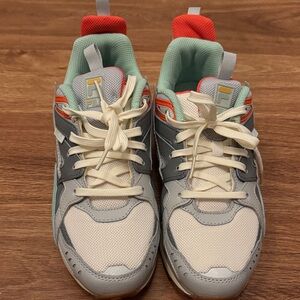 Fila Gray and White Sneakers with Red Accents